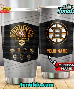 Boston Bruins 100th Anniversary Custom Name Stainless Tumbler