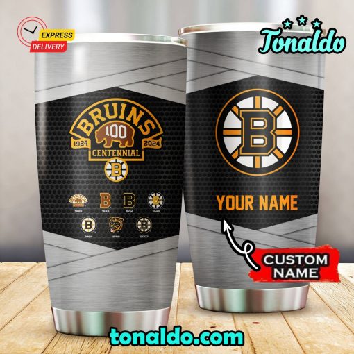 Boston Bruins 100th Anniversary Custom Name Stainless Tumbler