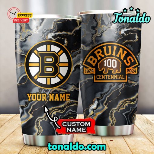 Boston Bruins 100th Anniversary Abstract Flow Stainless Tumbler