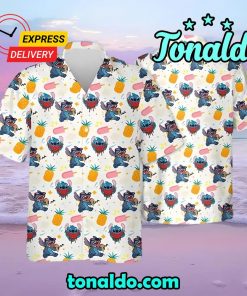 Disney Stitch Hawaiian Shirt Pineapple Pattern Summer Gift For Beach Trip