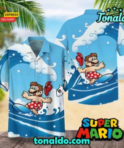 Super Mario Surfing Hawaiian Shirt