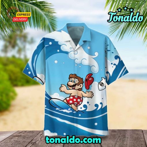 Super Mario Surfing Hawaiian Shirt