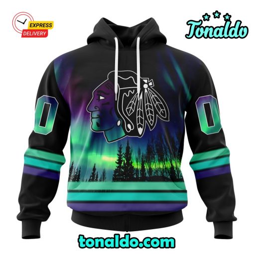 NHL Chicago Blackhawks Special Design With Northern Lights Hoodie