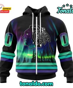 NHL Chicago Blackhawks Special Design With Northern Lights Hoodie