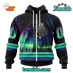 NHL Chicago Blackhawks Special Design With Northern Lights