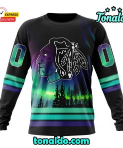 NHL Chicago Blackhawks Special Design With Northern Lights