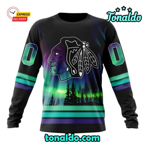 NHL Chicago Blackhawks Special Design With Northern Lights Hoodie