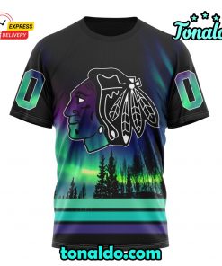 NHL Chicago Blackhawks Special Design With Northern Lights