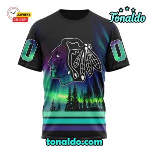 NHL Chicago Blackhawks Special Design With Northern Lights