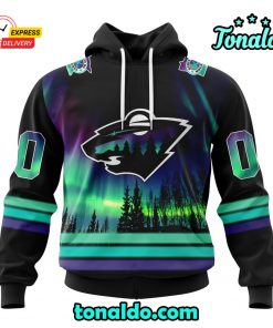 NHL Minnesota Wild Special Design With Northern Lights Hoodie