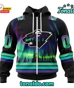 NHL Minnesota Wild Special Design With Northern Lights Hoodie