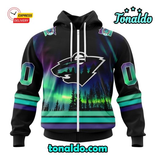 NHL Minnesota Wild Special Design With Northern Lights Hoodie