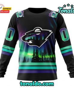 NHL Minnesota Wild Special Design With Northern Lights