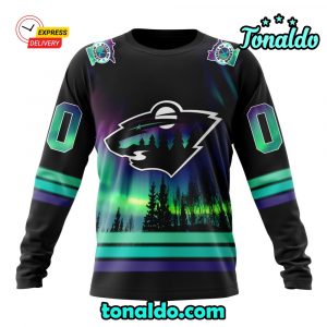 NHL Minnesota Wild Special Design With Northern Lights